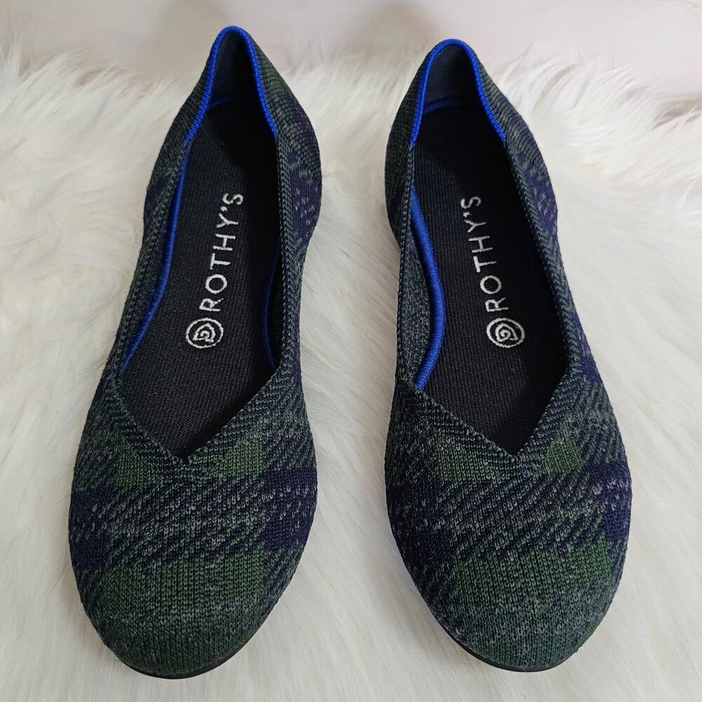 EUC Rothy's Women's Limited Edition The Flat Forest Tartan Round Toe Shoes 9 - Picture 7 of 9